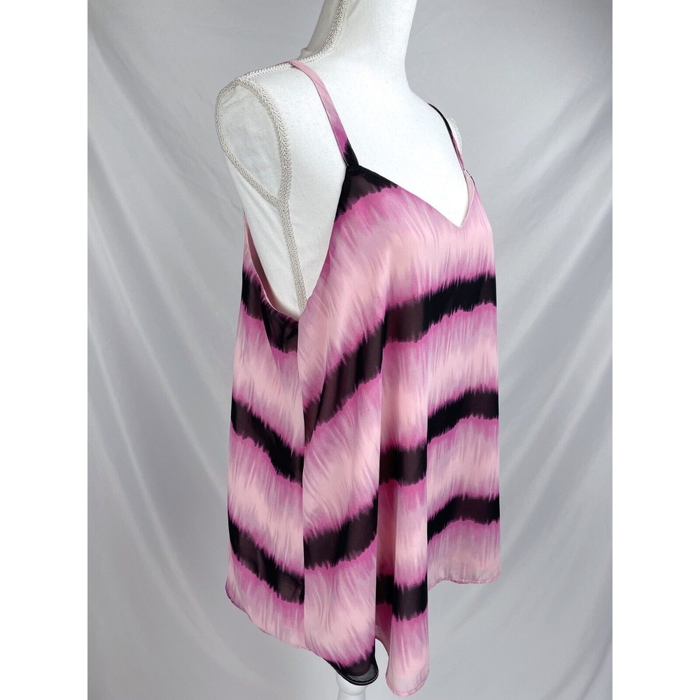 Torrid Women Sz 0 Sophie Pink Striped Spaghetti Strap Blouse Top Layered - Picture 5 of 8